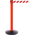 Queue Solutions SafetyPro 300 Retractable Belt Barrier, 40in Red Post, 16' Red/White Diagonal Stripe Belt SPRO300R-RW